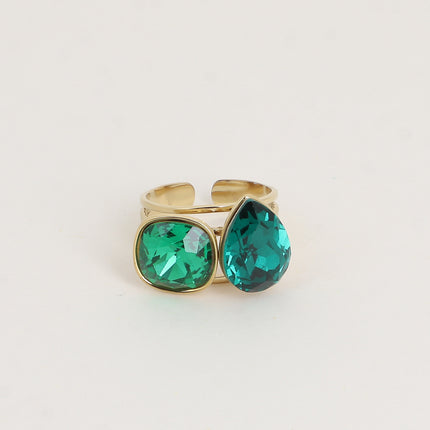 Bague - ornée de cristaux de Swarovski®, carré 10mm et goutte
