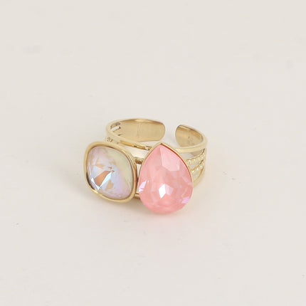 Bague - ornée de cristaux de Swarovski®, carré 10mm et goutte