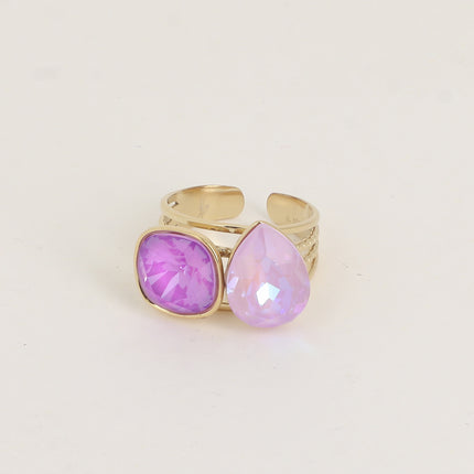 Bague - ornée de cristaux de Swarovski®, carré 10mm et goutte