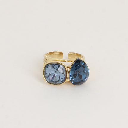 Bague - ornée de cristaux de Swarovski®, carré 10mm et goutte