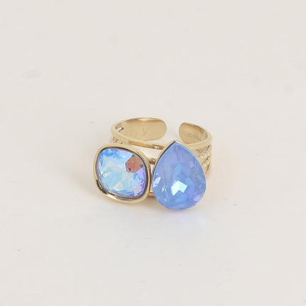 Bague - ornée de cristaux de Swarovski®, carré 10mm et goutte