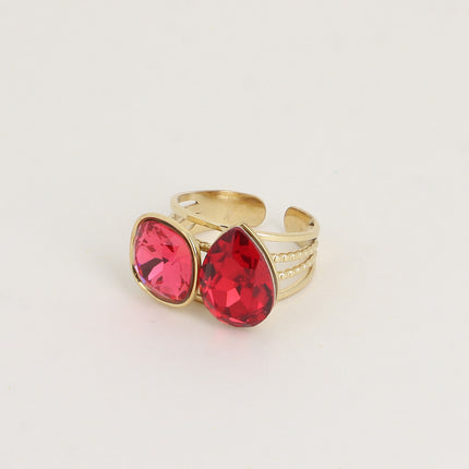 Bague - ornée de cristaux de Swarovski®, carré 10mm et goutte
