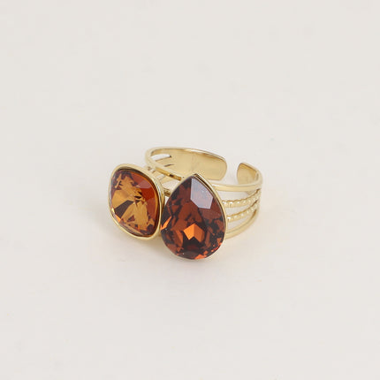 Bague - ornée de cristaux de Swarovski®, carré 10mm et goutte