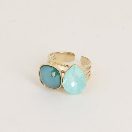 Bague - ornée de cristaux de Swarovski®, carré 10mm et goutte