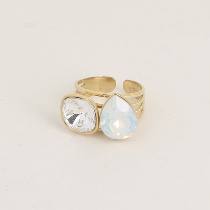 Bague - ornée de cristaux de Swarovski®, carré 10mm et goutte