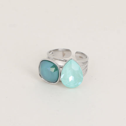 Bague - ornée de cristaux de Swarovski®, carré 10mm et goutte