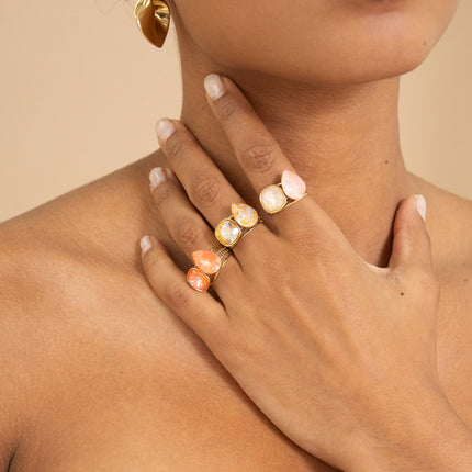 Bague - ornée de cristaux de Swarovski®, carré 10mm et goutte