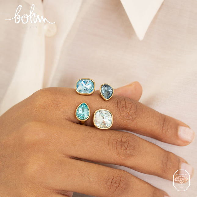 Bague ouverte - ornée de cristaux Swarovski® 10mm et goutte