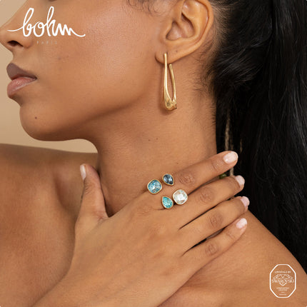 Bague ouverte - ornée de cristaux Swarovski® 10mm et goutte