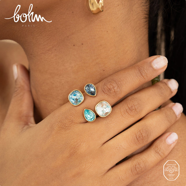 Bague ouverte - ornée de cristaux Swarovski® 10mm et goutte