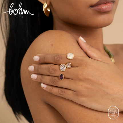 Bague ouverte - ornée de cristaux Swarovski® 10mm et goutte