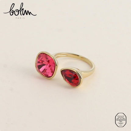 Bague ouverte - ornée de cristaux Swarovski® 10mm et goutte