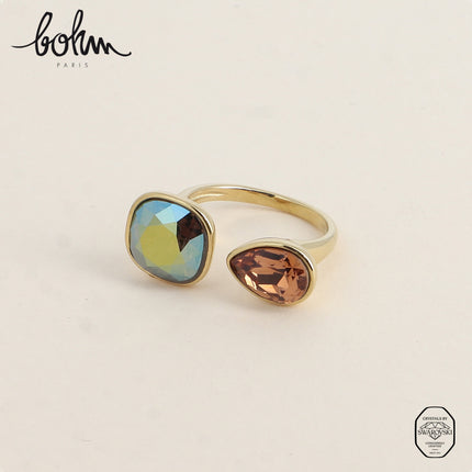 Bague ouverte - ornée de cristaux Swarovski® 10mm et goutte