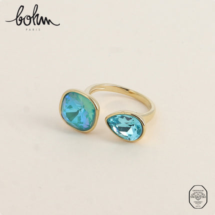 Bague ouverte - ornée de cristaux Swarovski® 10mm et goutte