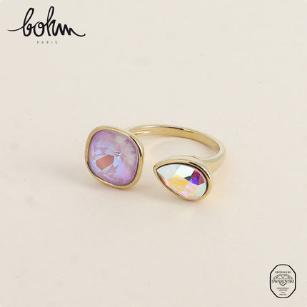 Bague ouverte - ornée de cristaux Swarovski® 10mm et goutte