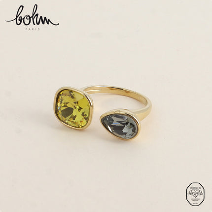 Bague ouverte - ornée de cristaux Swarovski® 10mm et goutte
