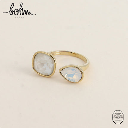 Bague ouverte - ornée de cristaux Swarovski® 10mm et goutte
