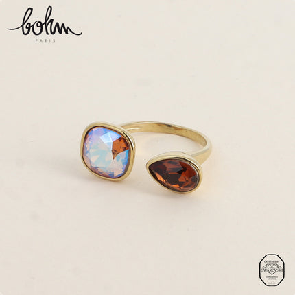 Bague ouverte - ornée de cristaux Swarovski® 10mm et goutte