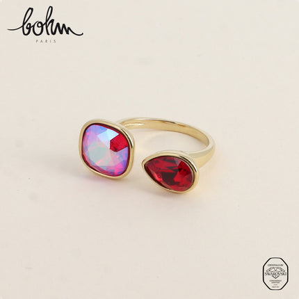Bague ouverte - ornée de cristaux Swarovski® 10mm et goutte