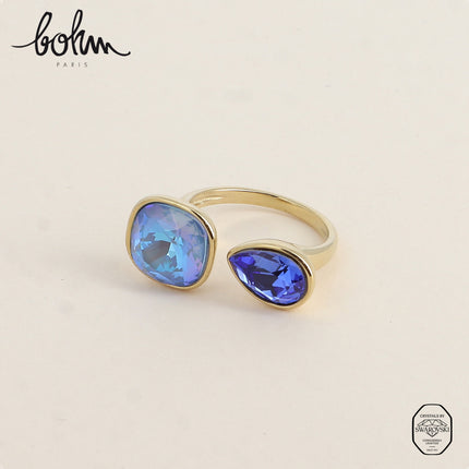 Bague ouverte - ornée de cristaux Swarovski® 10mm et goutte