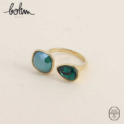 Bague ouverte - ornée de cristaux Swarovski® 10mm et goutte
