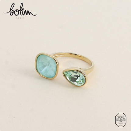 Bague ouverte - ornée de cristaux Swarovski® 10mm et goutte