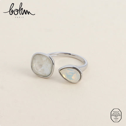 Bague ouverte - ornée de cristaux Swarovski® 10mm et goutte