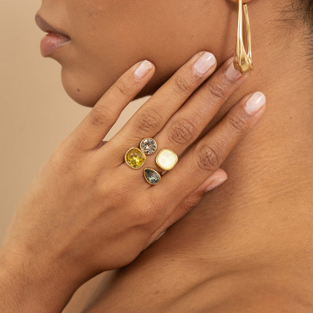 Bague ouverte - ornée de cristaux Swarovski® 10mm et goutte
