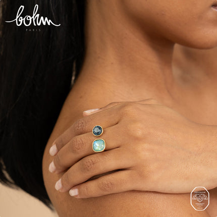 Bague ouverte - ornée de cristaux Swarovski® 10mm et SS39