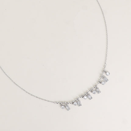 Collier - cristaux ronds et rectangulaires pendants
