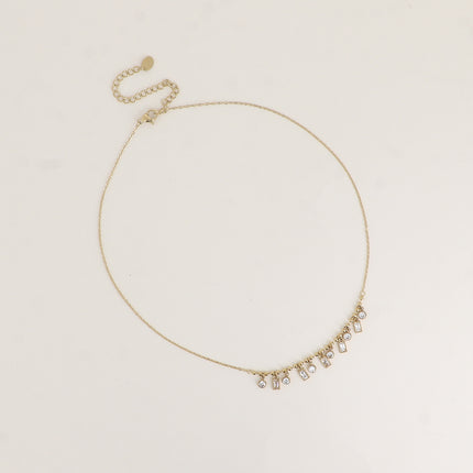 Collier - cristaux ronds et rectangulaires pendants
