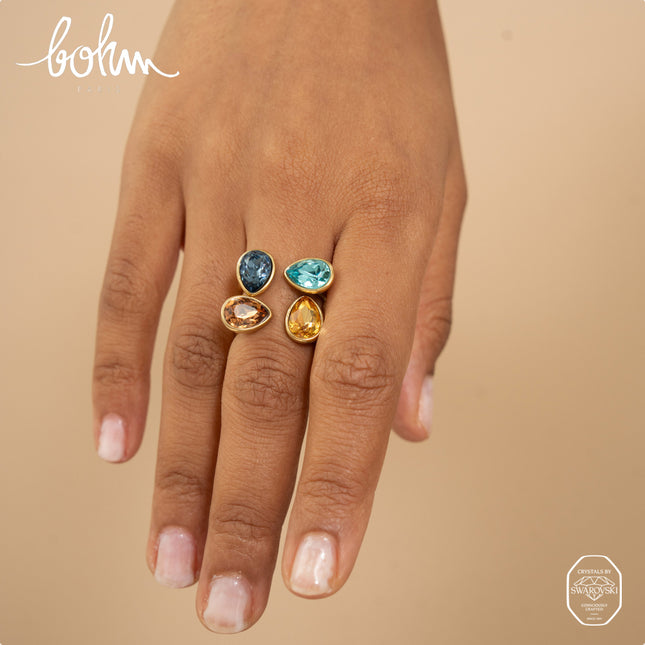 Bague ouverte - ornée de cristaux Swarovski® gouttes