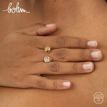 Bague ouverte - ornée de cristaux Swarovski® gouttes