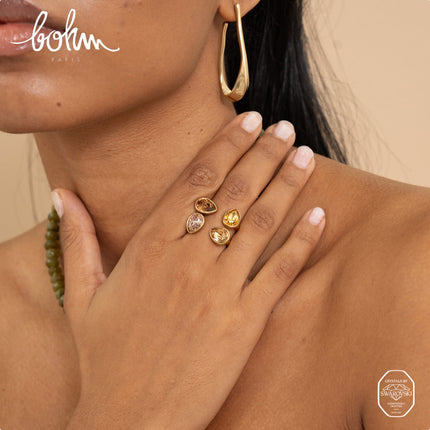 Bague ouverte - ornée de cristaux Swarovski® gouttes