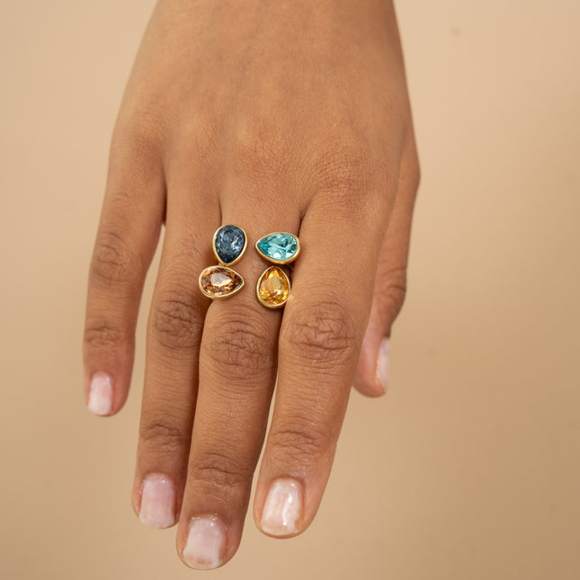 Bague ouverte - ornée de cristaux Swarovski® gouttes