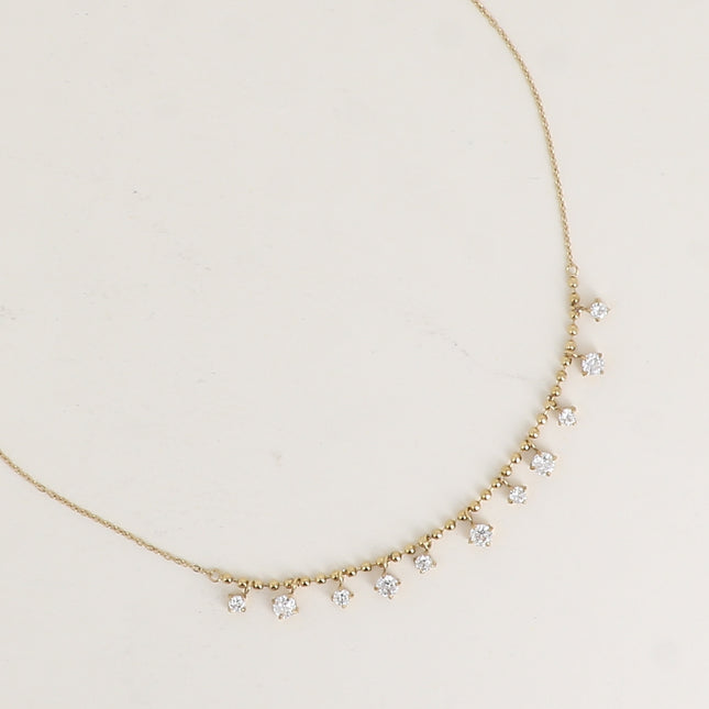 Necklace - curb chain and ball chain embellished with cubic zirconia