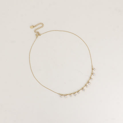 Necklace - curb chain and ball chain embellished with cubic zirconia