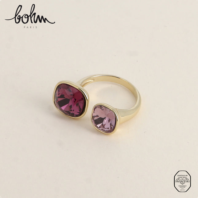 Bague ouverte - ornée de cristaux Swarovski® 10mm et 8mm