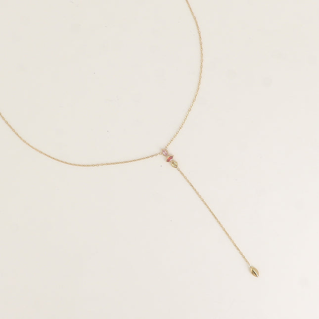 Y-shaped Necklace - 3 Almond Crystals