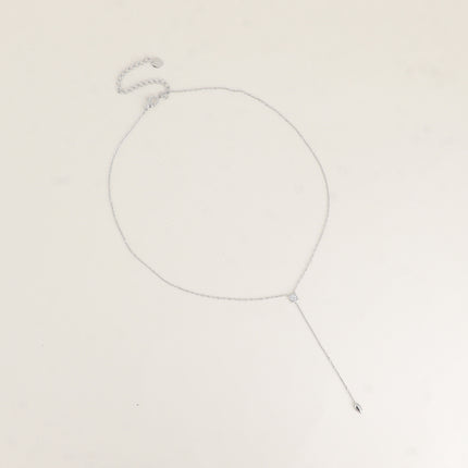 Collier Y - cristal carré et ovale pendant