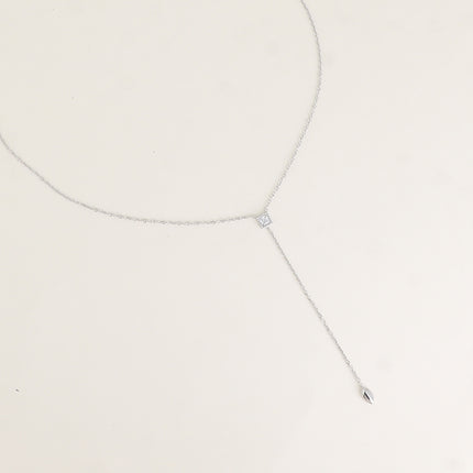 Collier Y - cristal carré et ovale pendant