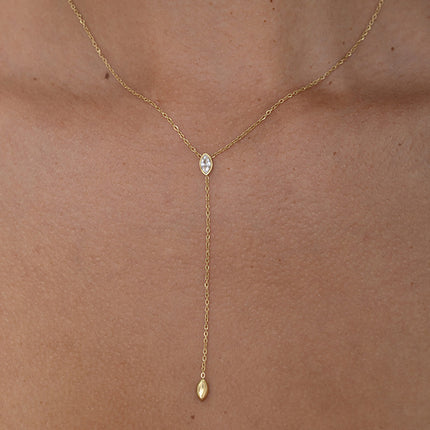 Collier Y - cristal en amande