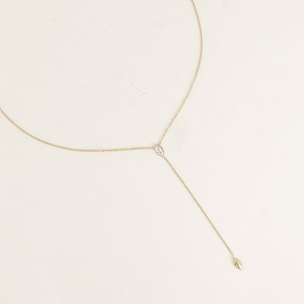 Collier Y - cristal en amande