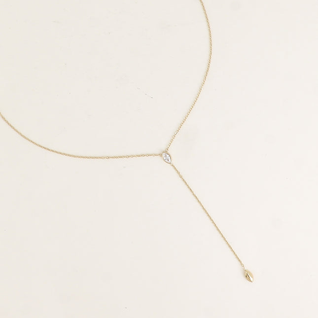 Collier Y - cristal en amande