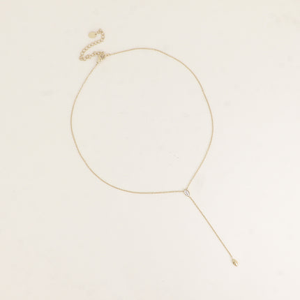 Collier Y - cristal en amande