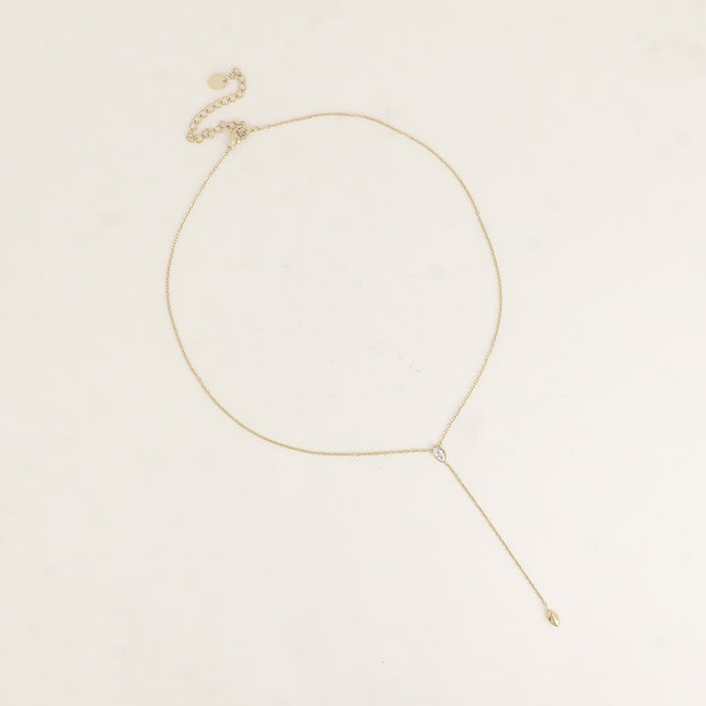 Collier Y - cristal en amande