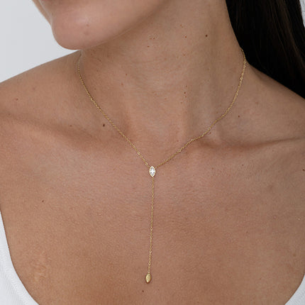 Collier Y - cristal en amande