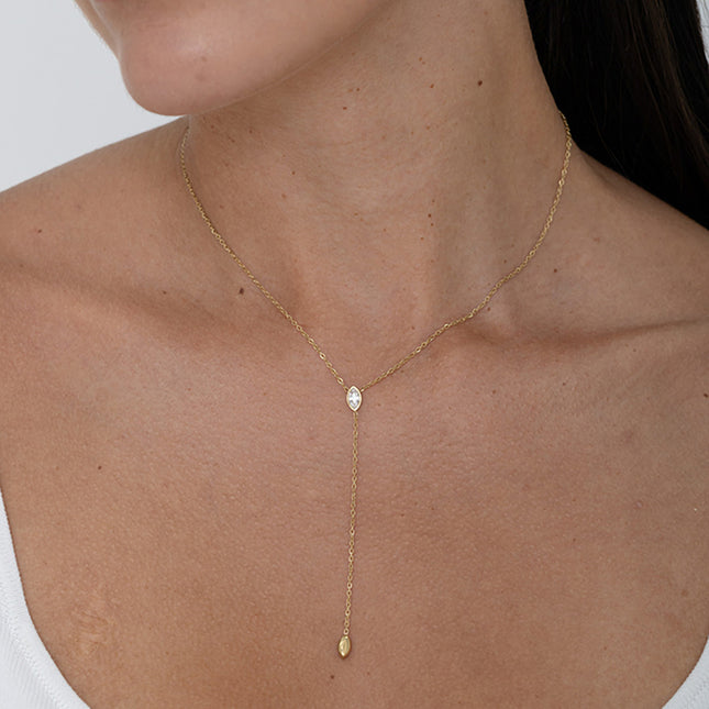 Y-necklace - almond crystal