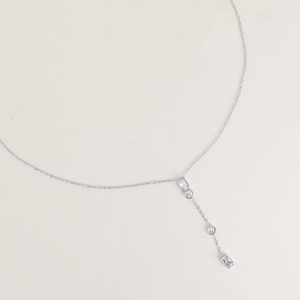 Collier Y - 4 cristaux goutte, ronds et losange