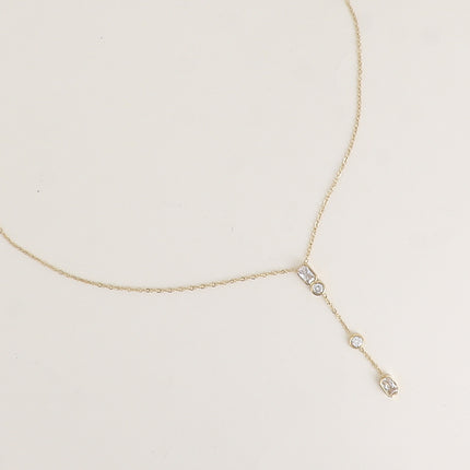 Collier Y - 4 cristaux goutte, ronds et losange